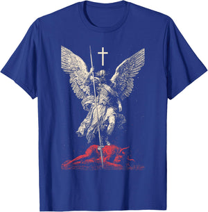 Saint Michael Archangel Urban Streetwear Heavy Metal Y2K T-Shirt - T-Shirt | Royal
