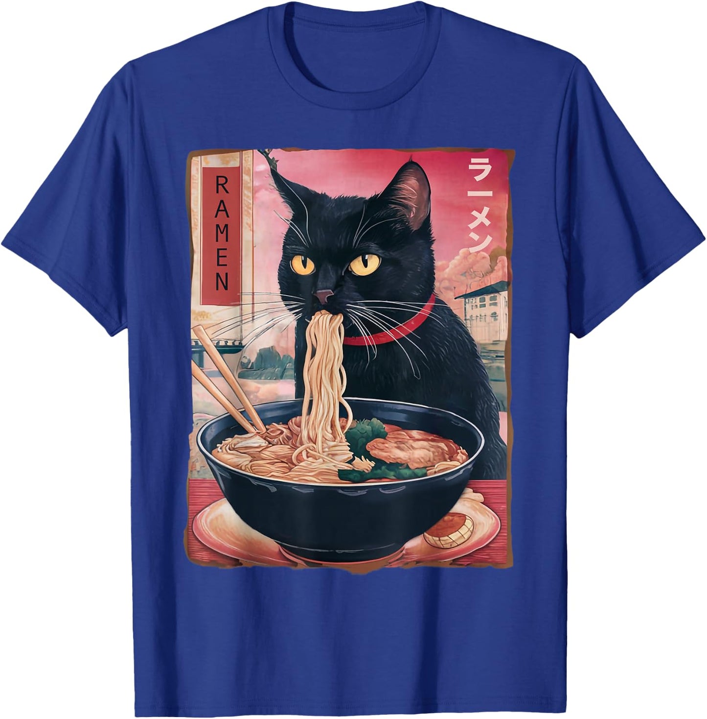 Cat Ramen Noodle Japanese Anime Kawaii Gifts Men Women Kids T-Shirt - T-Shirt | Royal