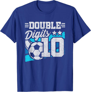 Soccer Boy Birthday 10 Year Old Double Digits 10th Birthday T-Shirt - T-Shirt | Royal