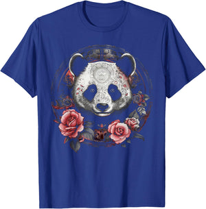 Panda Art Flowers Roses Animal Artwork Panda T-Shirt - T-Shirt | Royal