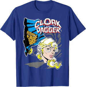 Marvel Cloak & Dagger Heads Vintage Graphic T-Shirt - T-Shirt | Royal