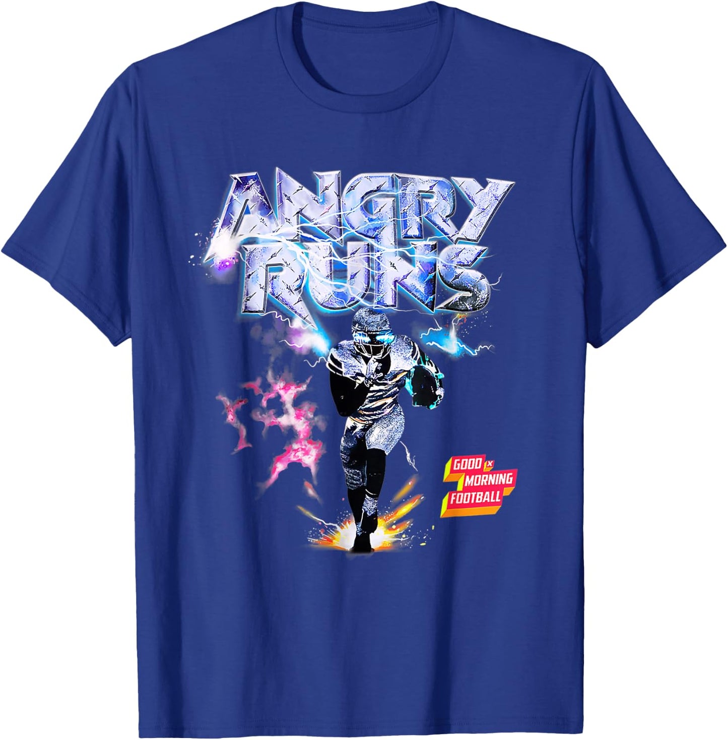Angry Runs Good Morning Football Sport Lover Vintage Art T-Shirt - T-Shirt | Royal