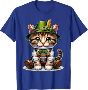 Oktoberfest Cat Funny German Bavarian Lederhosen Cat Lover T-Shirt - T-Shirt | Royal