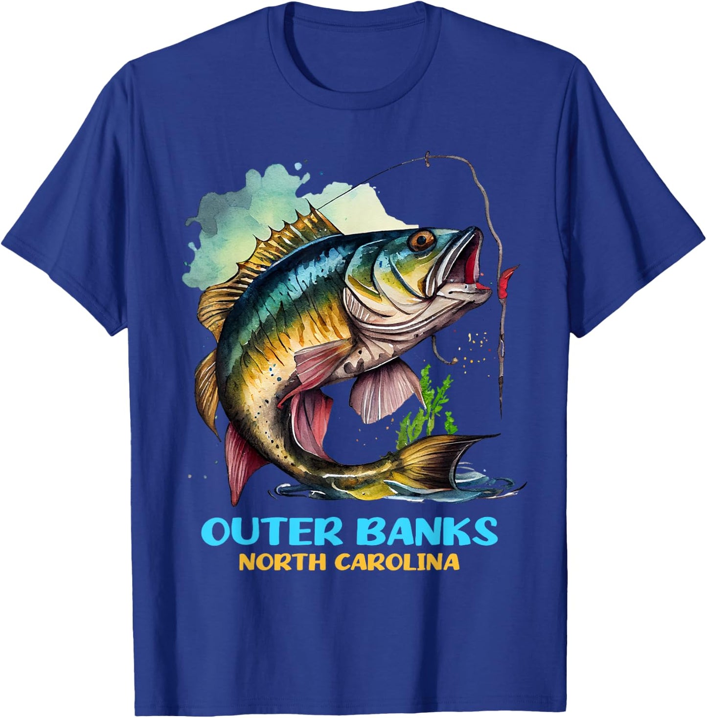 Outer Banks North Carolina Fisher Flyfishing Flyfisher Trip T-Shirt - T-Shirt | Royal