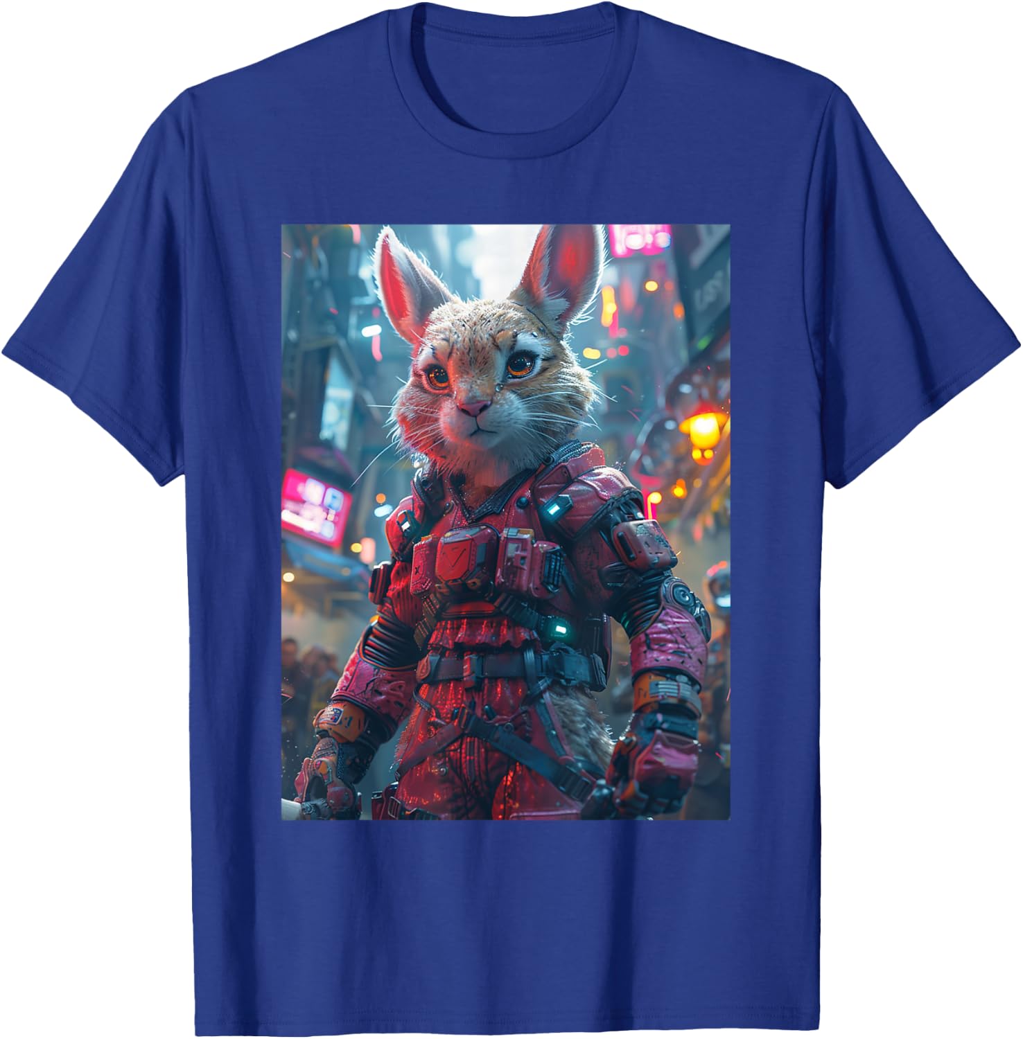 Synthwave Retrowave Rabbit 70s 80s Colorful Graphic T-Shirt - T-Shirt | Royal