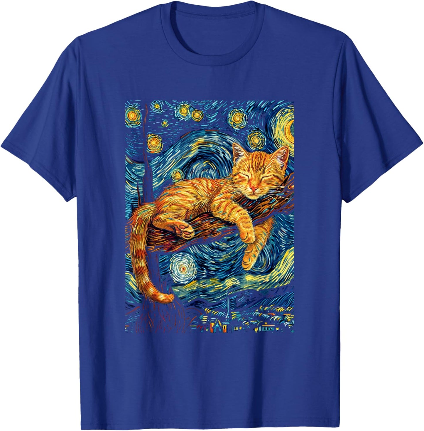 Cat Starry Night Van Gogh Cat for Cat Lover Cat Mom Cat Dad T-Shirt - T-Shirt | Royal