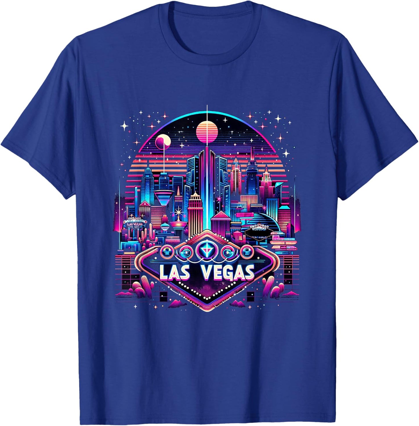 Las Vegas Nevada Shirt NV Family Trip 90s Retro City Skyline T-Shirt - T-Shirt | Royal