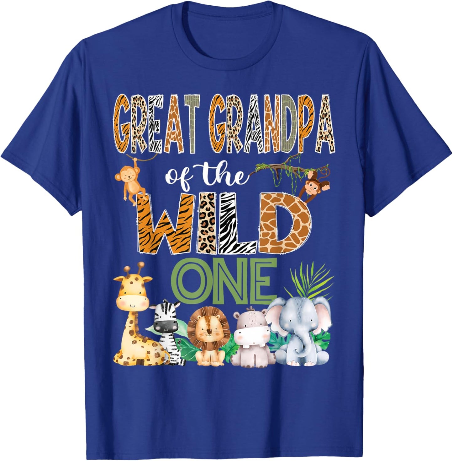 Great Grandpa Of The Wild One 1St Birthday Safari Zoo Jungle T-Shirt - T-Shirt | Royal