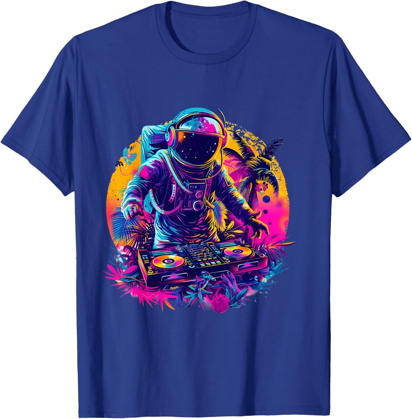 Astronaut DJ Tropical Turntable DJ Astronaut Beatmaker EDM T-Shirt - T-Shirt | Royal