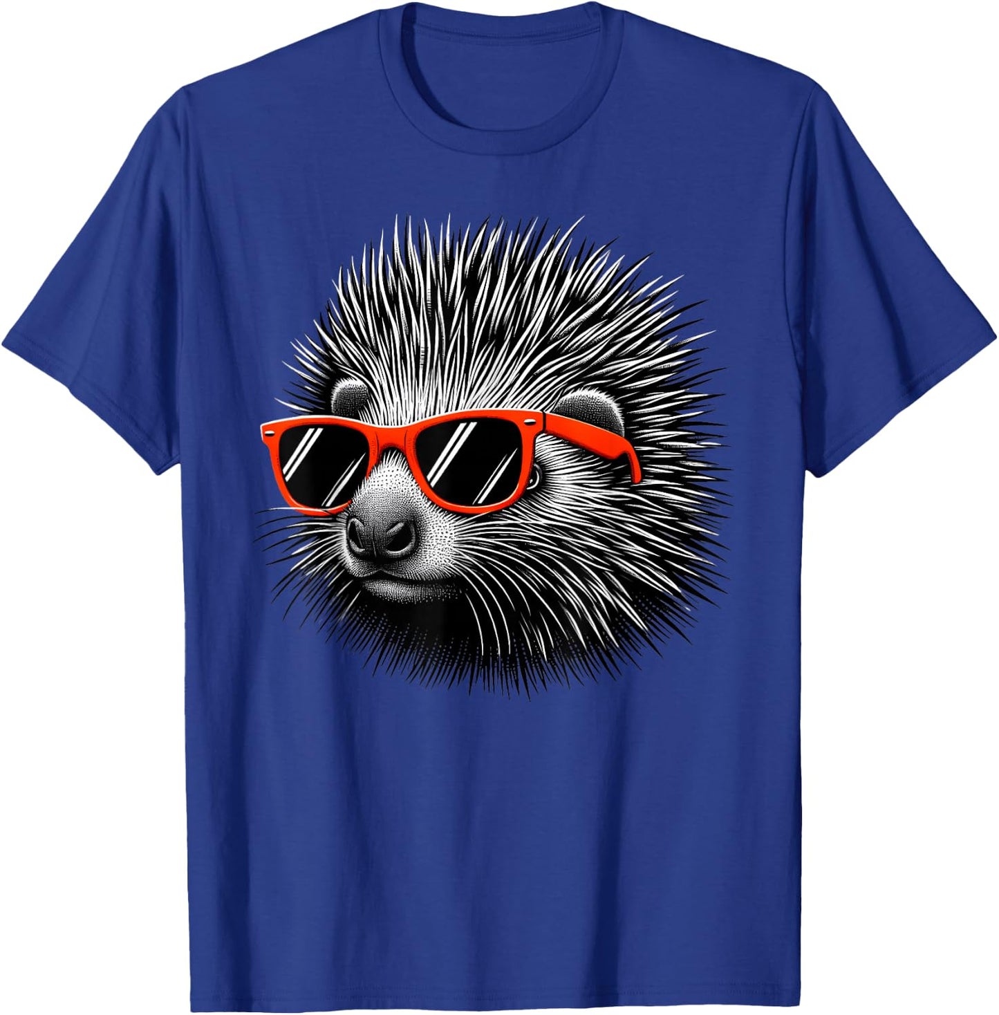 Cool Porcupine Wearing Sunglasses Graphic Art T-Shirt - T-Shirt | Royal