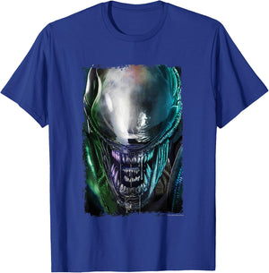 Aliens Epic Dangerous Xenomorph Face Close Up Big Portrait T-Shirt - T-Shirt | Royal