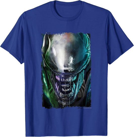Aliens Epic Dangerous Xenomorph Face Close Up Big Portrait T-Shirt - T-Shirt | Royal