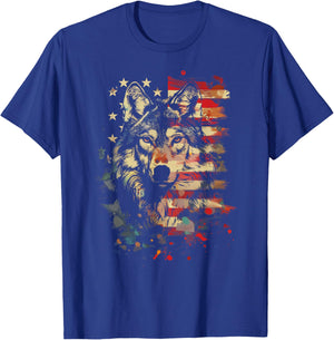 Patriotic Wolf American Flag USA Wolf Lover Vintage T-Shirt - T-Shirt | Royal
