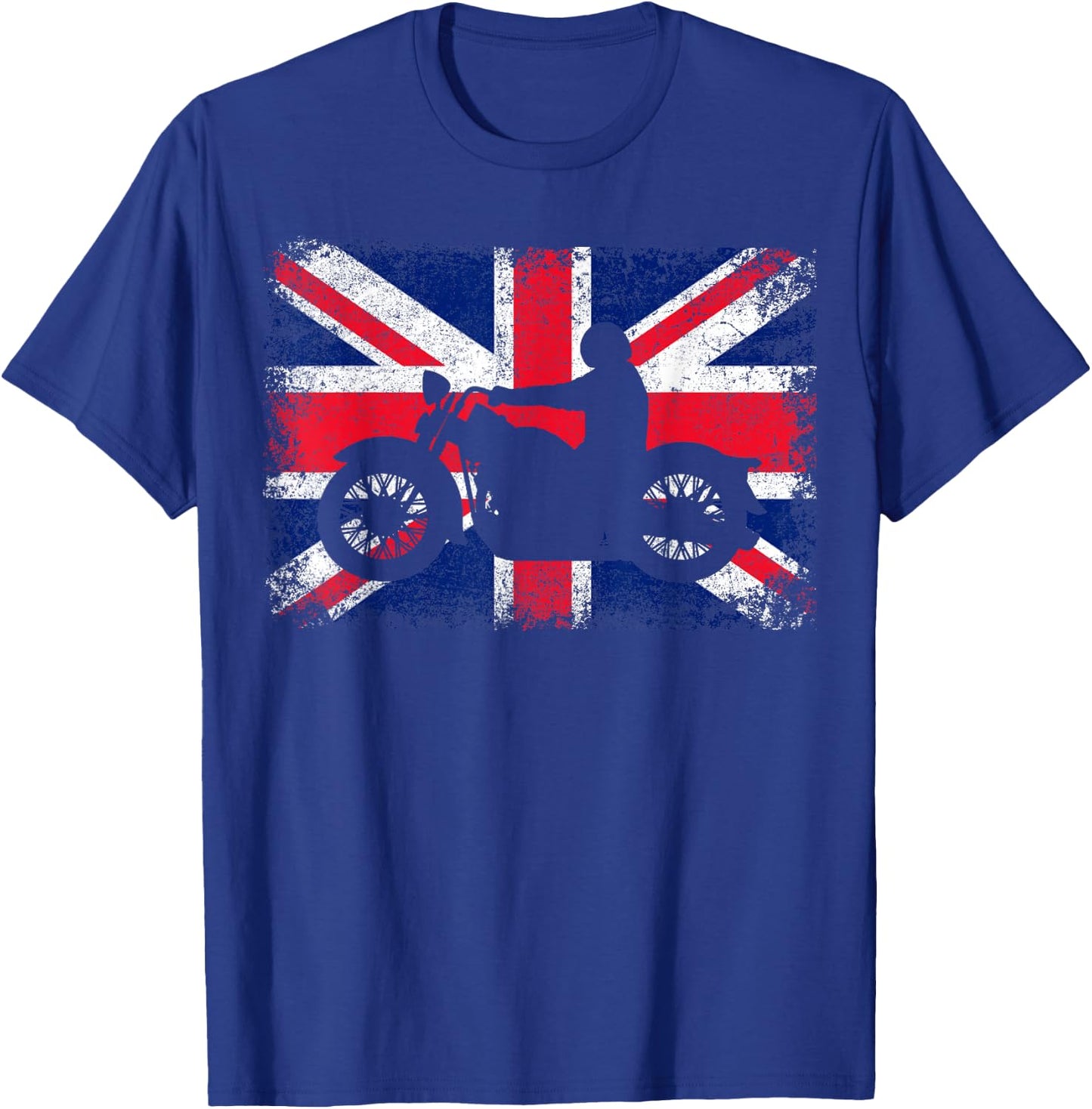 Union Jack Flag United Kingdom Motorbike Motorcycle Biker T-Shirt - T-Shirt | Royal
