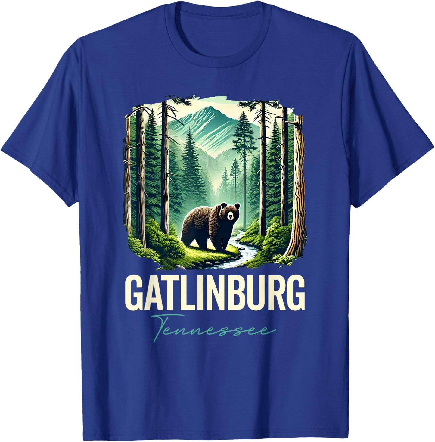 Gatlinburg Tennessee Bear, USA Outdoor Vintage Mountains, TN T-Shirt - T-Shirt | Royal