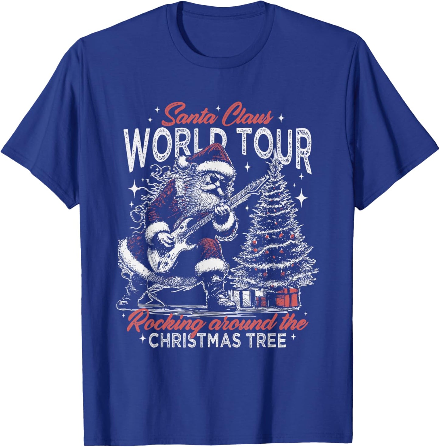 Santa Claus World Tour Rocking Around The Christmas Tree T-Shirt - T-Shirt | Royal