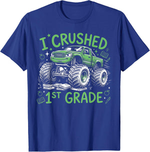 I Crushed 1st Grade Monster Truck Graduation Boys T-Shirt - T-Shirt | Royal