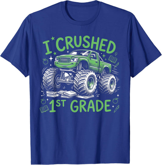 I Crushed 1st Grade Monster Truck Graduation Boys T-Shirt - T-Shirt | Royal