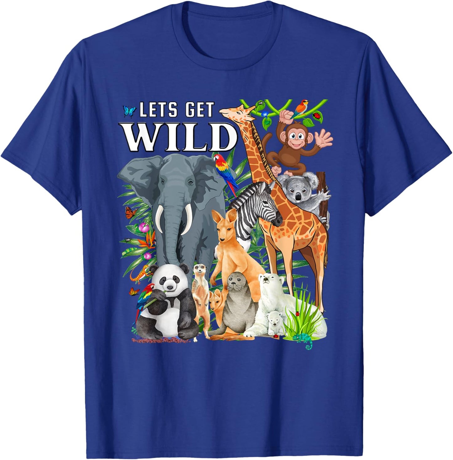 Let's Get Wild Zoo Animals Safari Party A Day At The Zoo T-Shirt - T-Shirt | Royal
