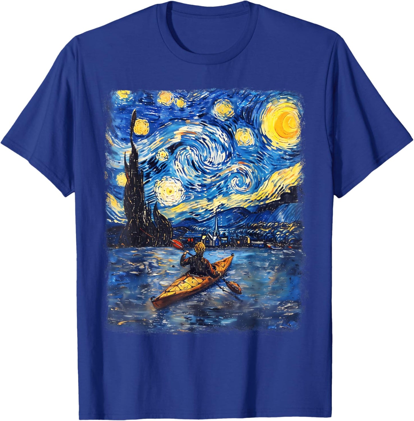 Kayaking Kayak Kayaker Starry Night Painting T-Shirt - T-Shirt | Royal
