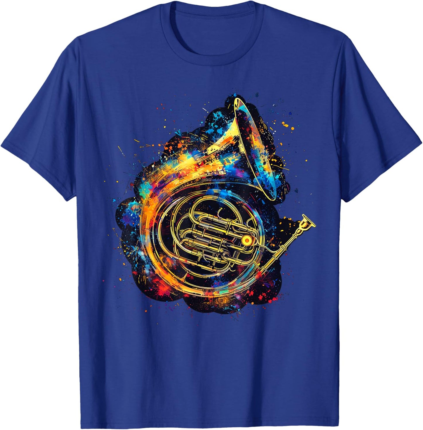 French Horn Instrument on Colorful Painted French Horn T-Shirt - T-Shirt | Royal