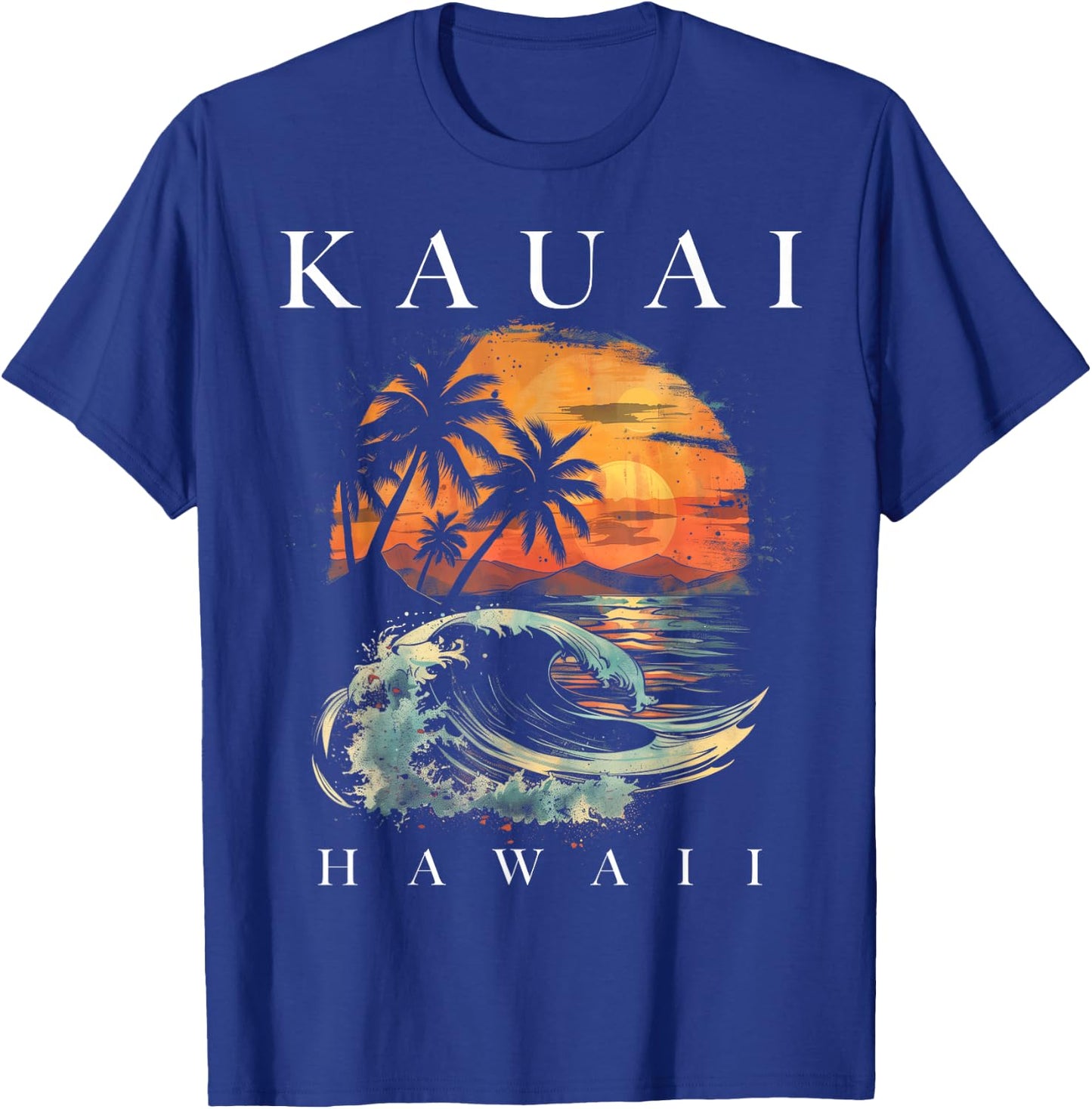 Kauai Hawaii Aloha Hawaiian Surf Surfer Vintage T-Shirt - T-Shirt | Royal