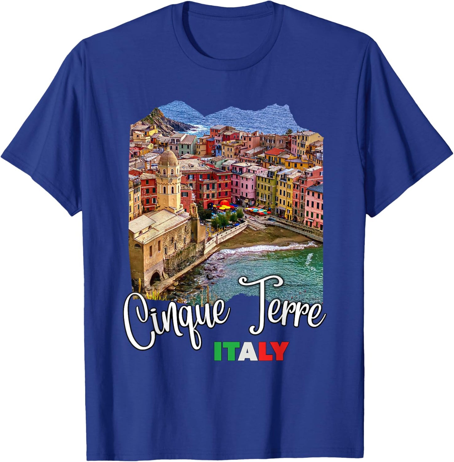 Cinque Terre Italy Souvenirs Cinque Terre Aerial View , -Adults, Black, Small, Short Sleeve T-Shirt - T-Shirt | Royal