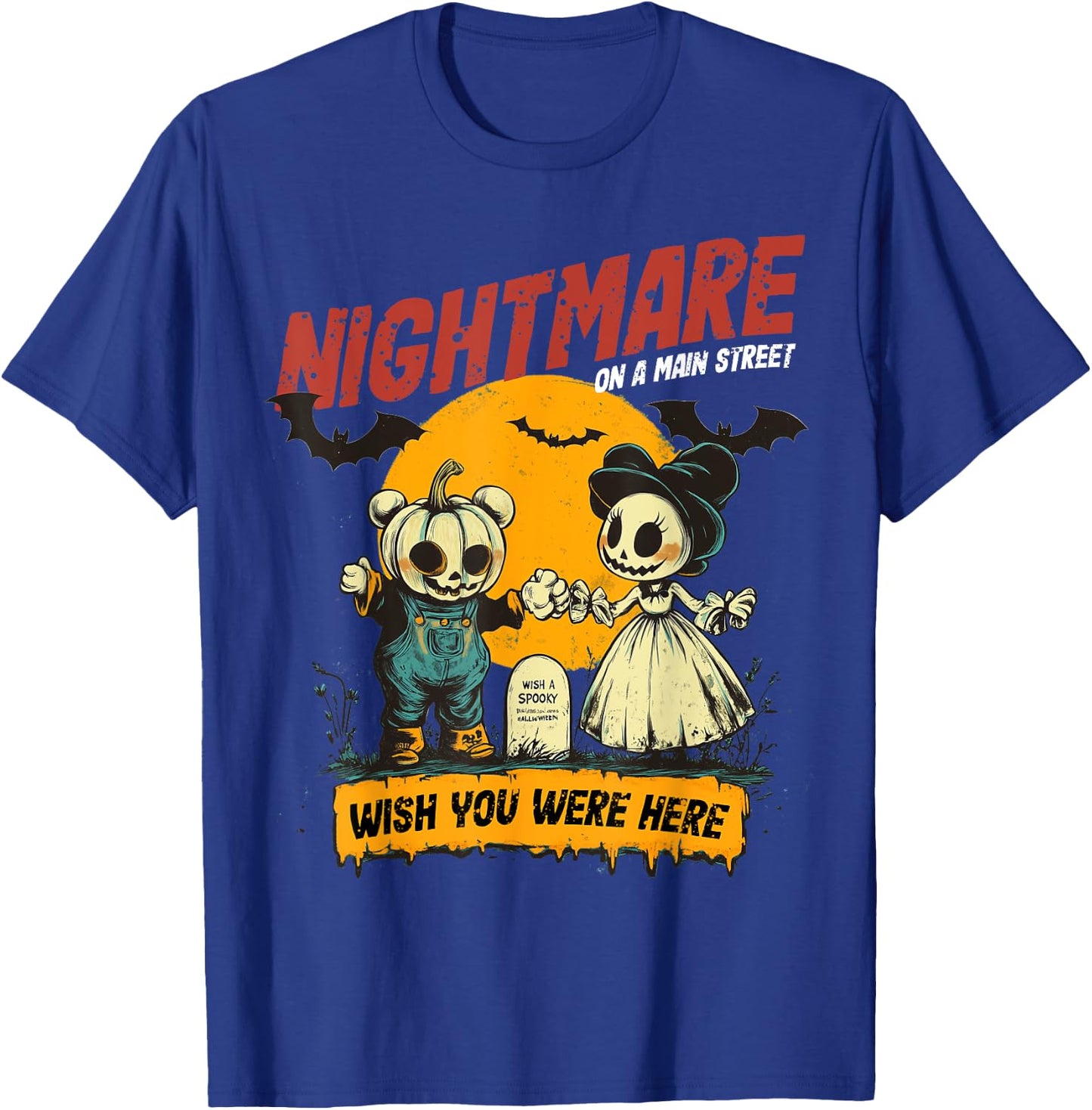 Vintage Mainstreet Halloween Pumpkin On Head Nightmare T-Shirt - T-Shirt | Royal