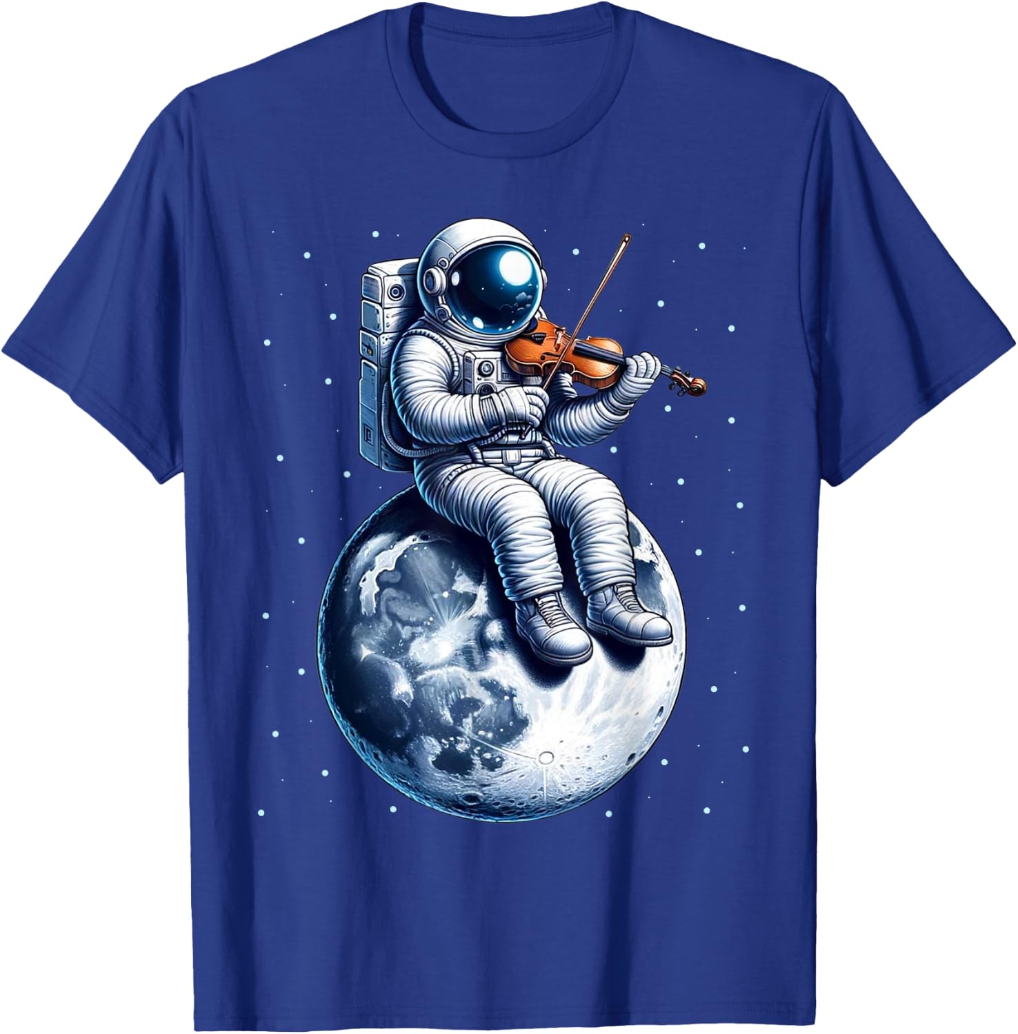 Astronaut Playing Violin on Moon Space Music Lover Novelty T-Shirt - T-Shirt | Royal