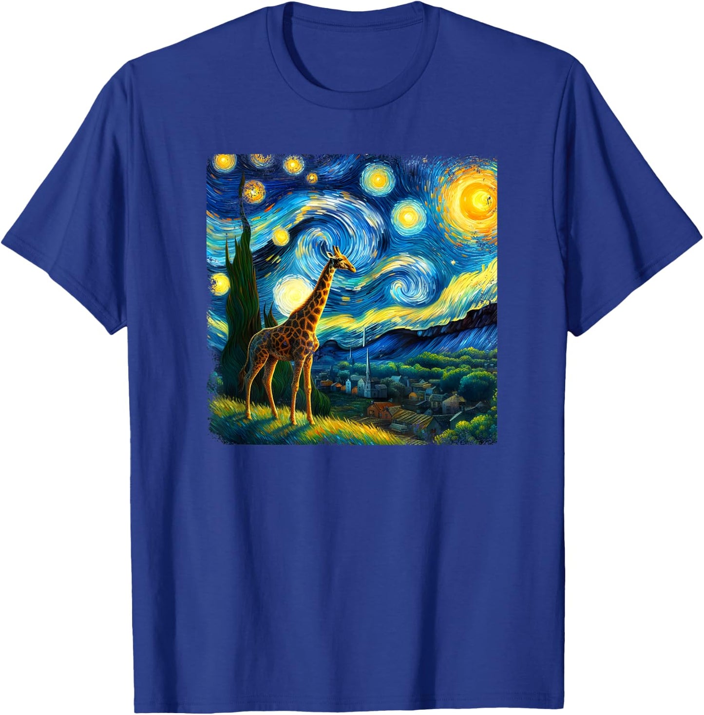 Giraffe Starry Night Van Gogh Painting Giraffe Lover T-Shirt - T-Shirt | Royal