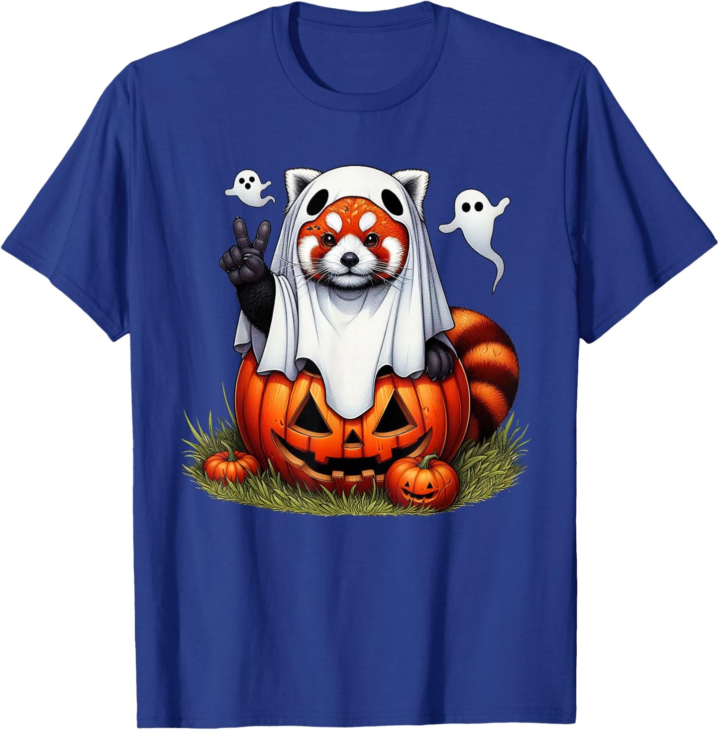 Funny Red Panda Ghost Boo Halloween Kids T-Shirt - T-Shirt | Royal