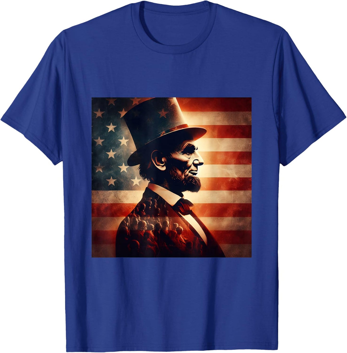 Abraham Lincoln 4th of July Independence Day American Flag T-Shirt - T-Shirt | Royal