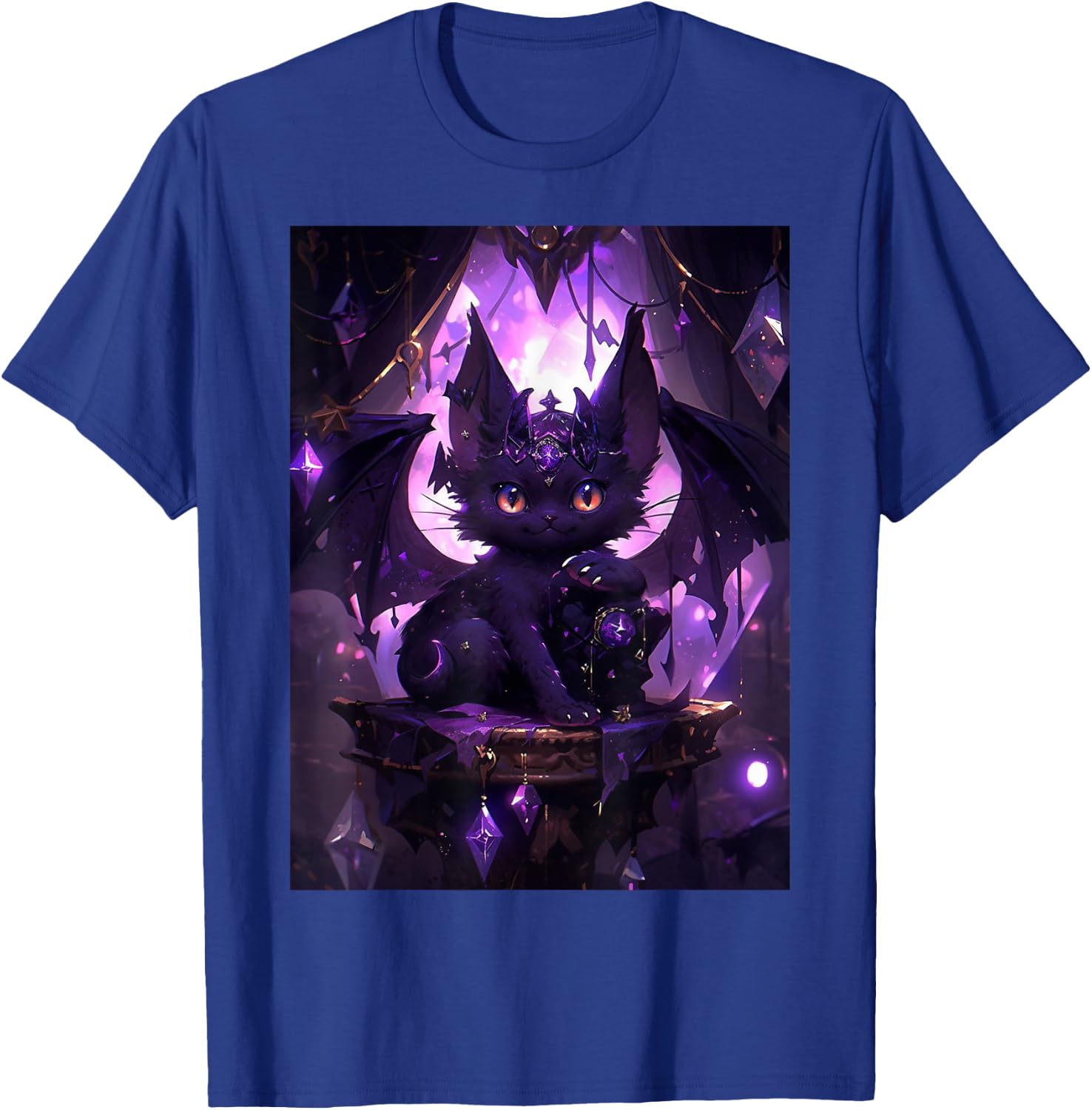 Kawaii Cat Purple Bat Cute Dragon Pastel Goth Men Women Girls Kids T-Shirt - T-Shirt | Royal