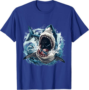 Megalodon Shark Lover Graphic T-Shirt - T-Shirt | Royal