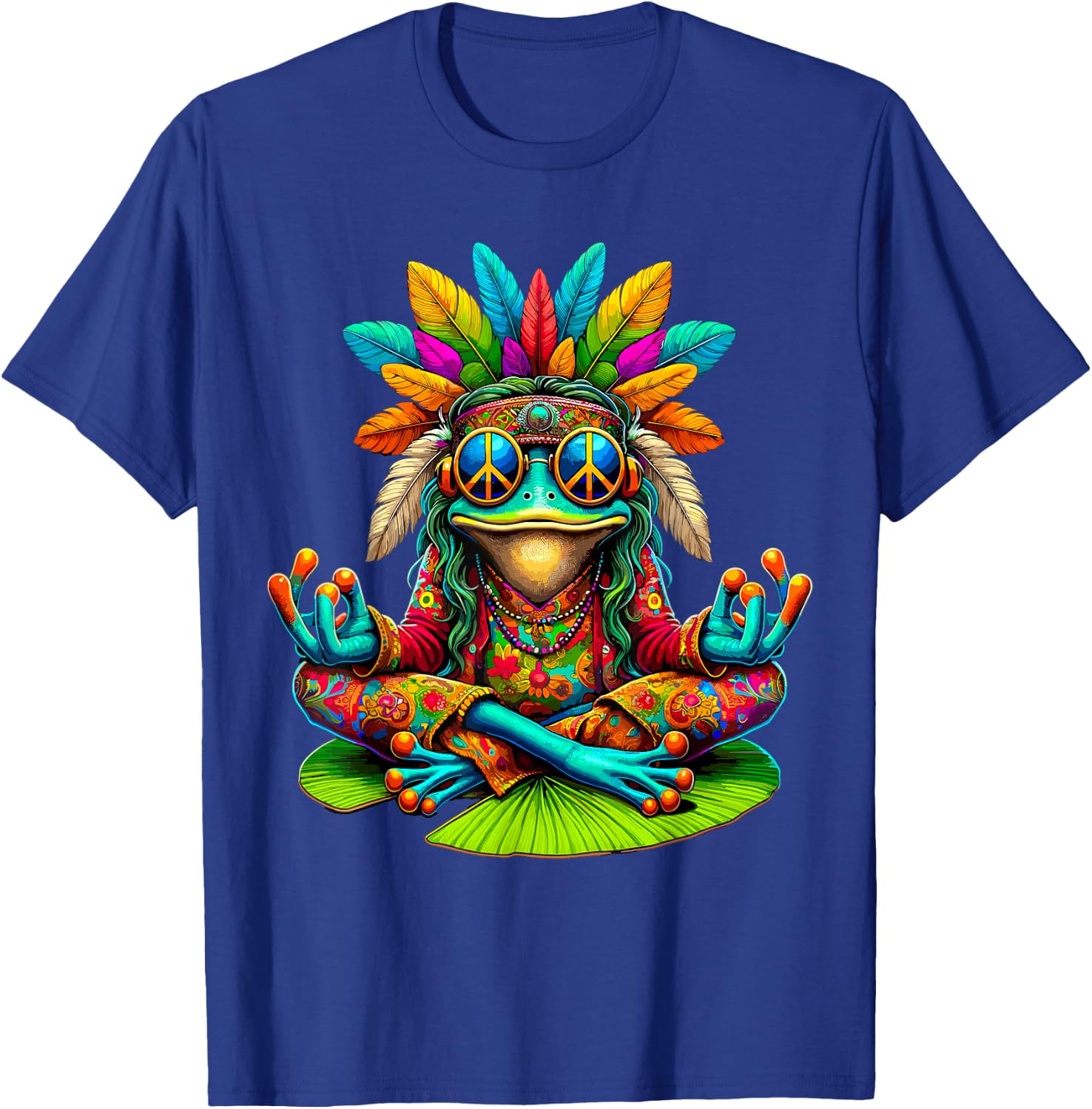 Frog Peace Sign Sunglasses Hippie T-Shirt - T-Shirt | Royal