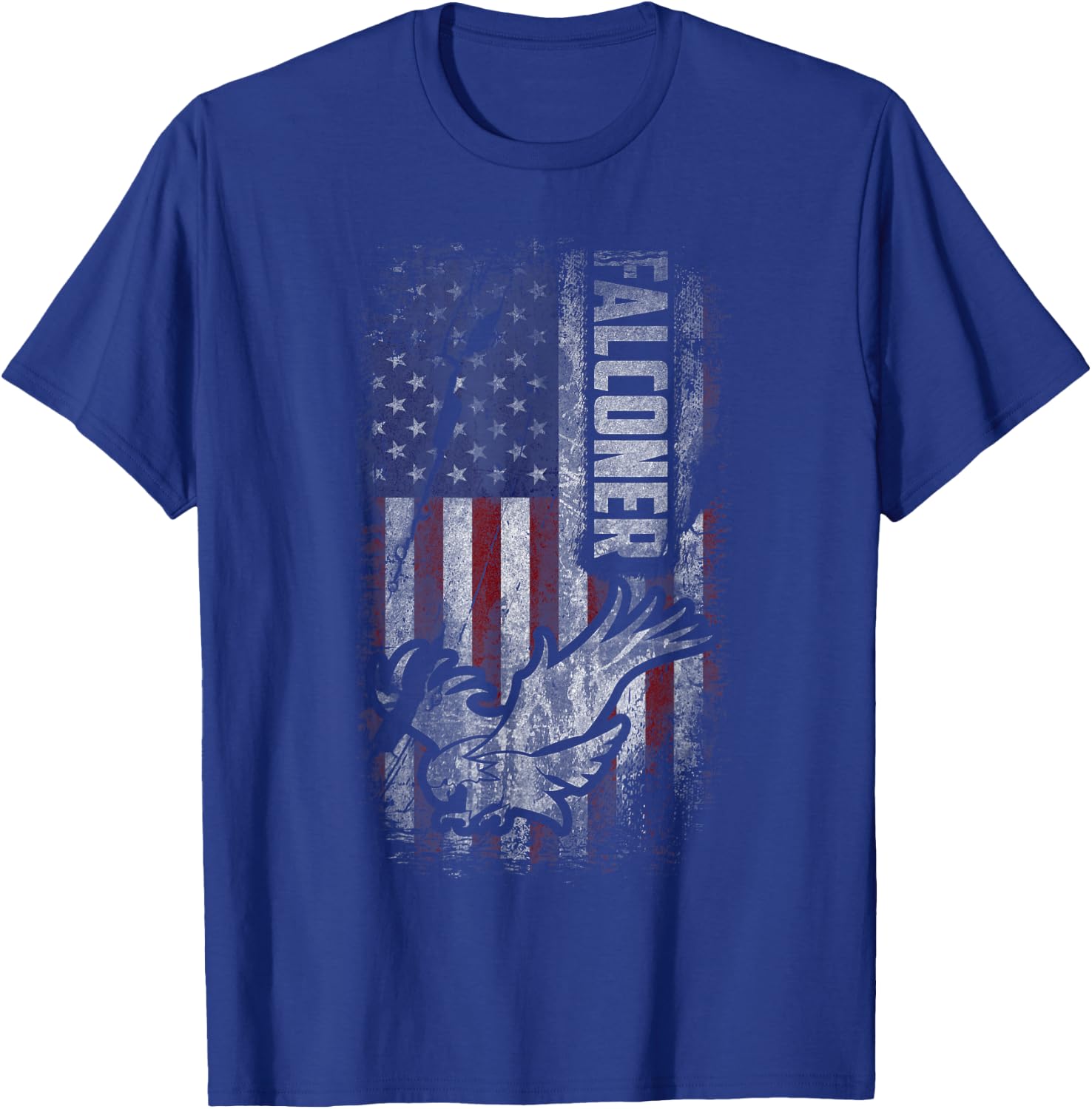 American Falconer Patriot Grunge USA Flag Falconry Gift T-Shirt - T-Shirt | Royal