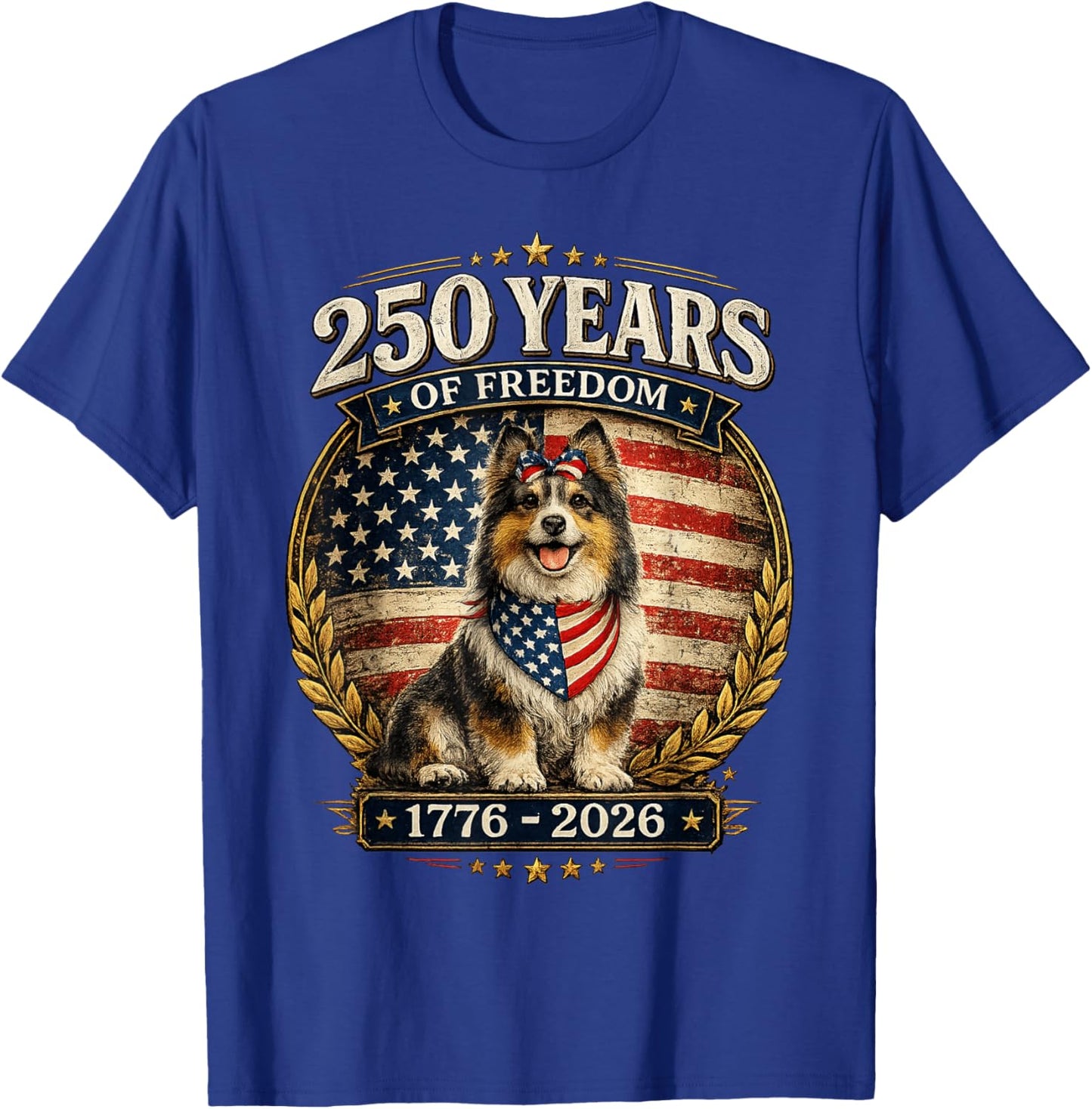 250 Years America Anniversary Shetland Sheepdog T-Shirt - T-Shirt | Royal
