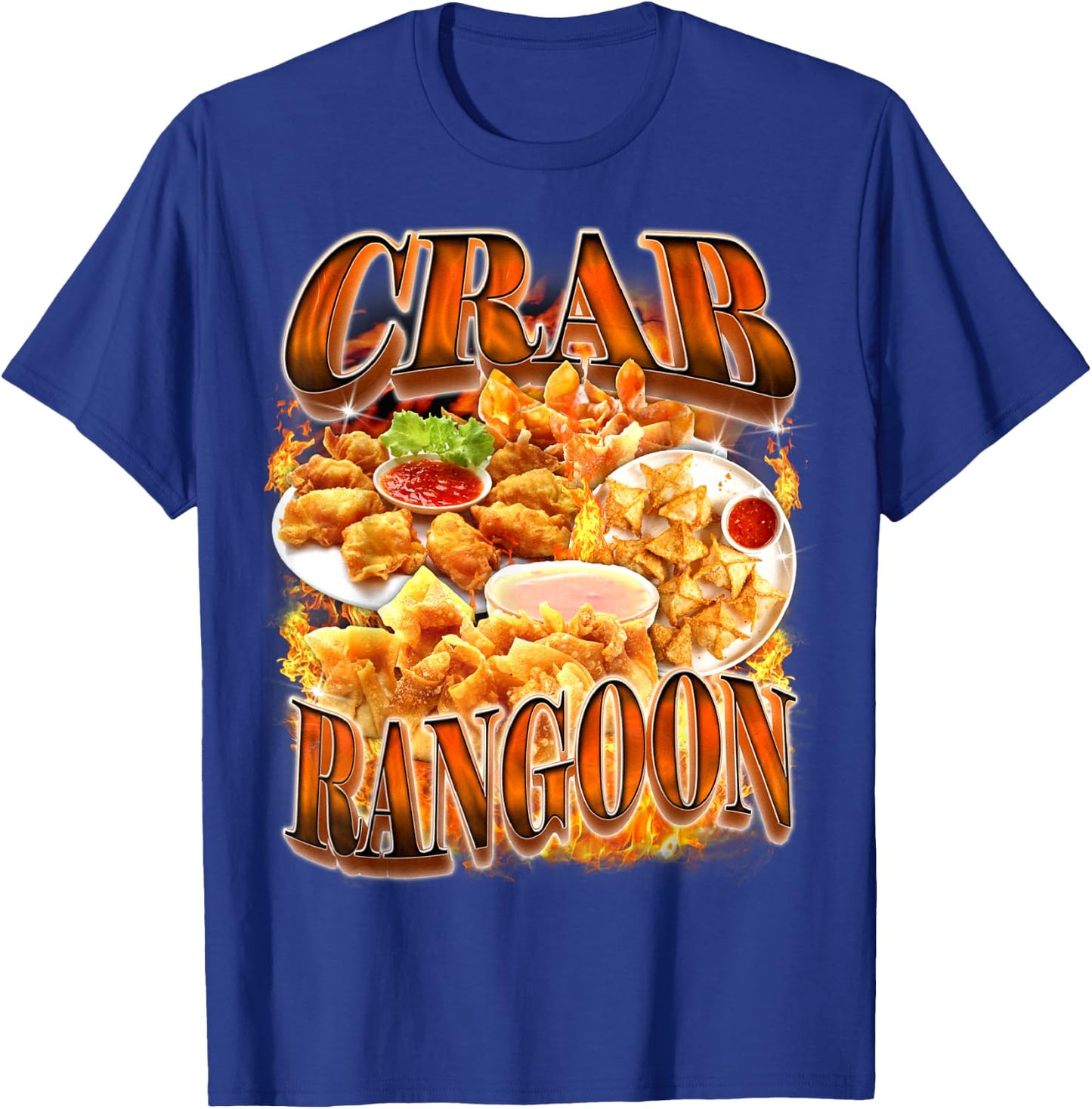Crab Rangoon Meme Bootleg Rap Style 90s Vintage Funny 1990s T-Shirt - T-Shirt | Royal
