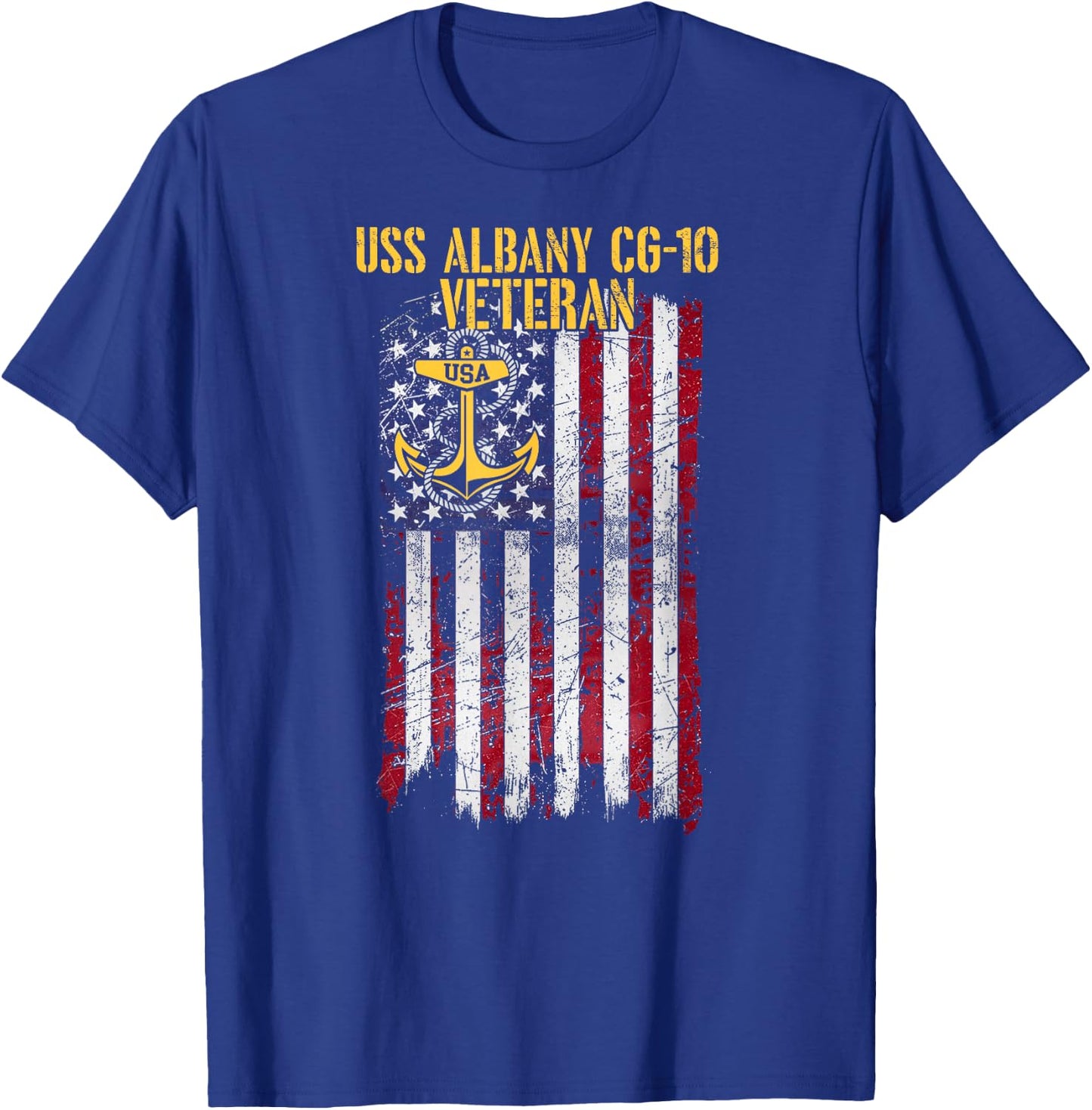 USS Albany CG-10 Cruiser Veteran USA Flag Official T-Shirt - T-Shirt | Royal