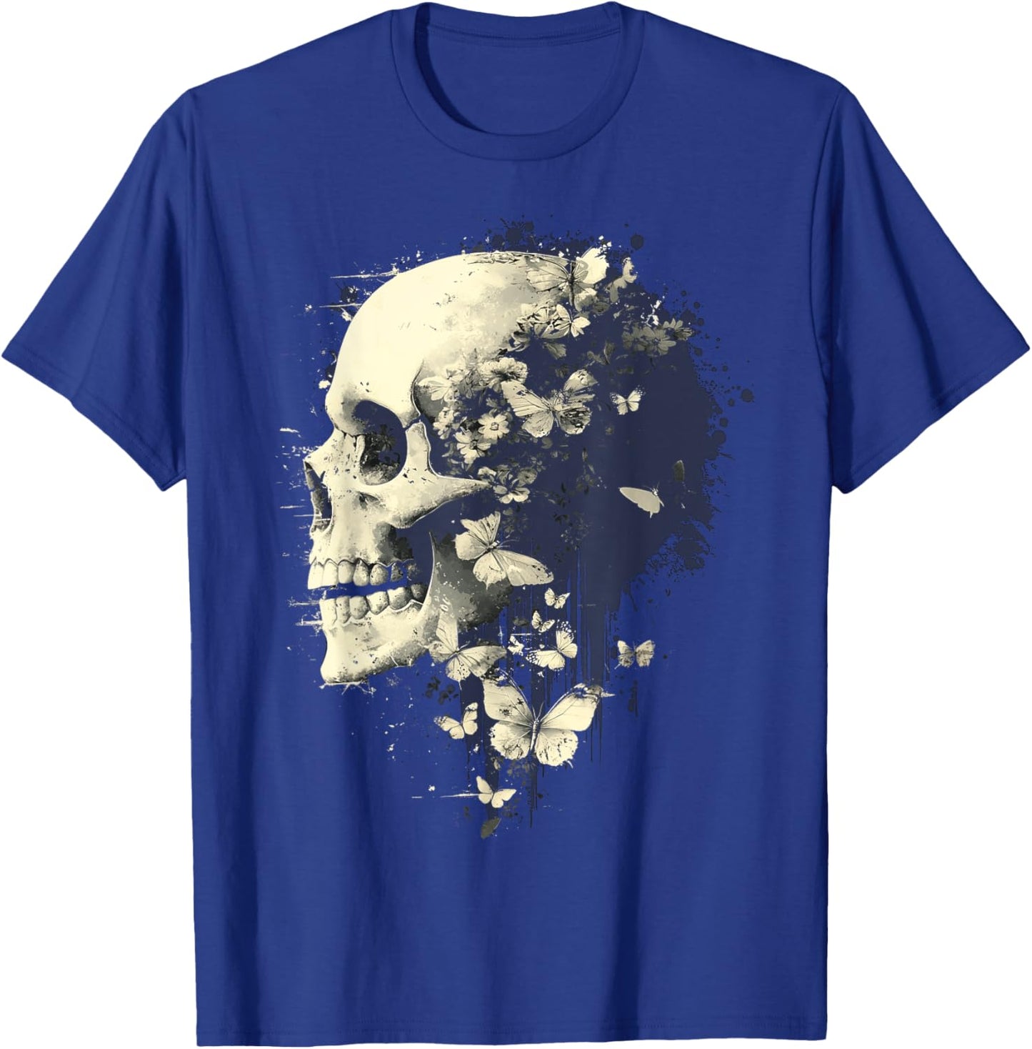 Trendy Grungecore Skull Fairy Flowers Gothic Emo Y2K 2000s T-Shirt - T-Shirt | Royal