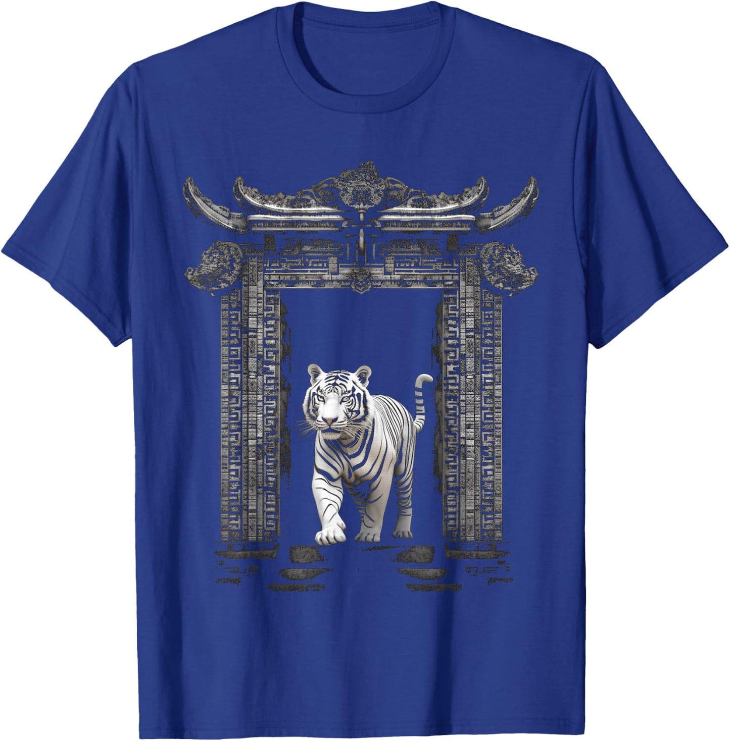 White Tiger Architecture - Animal Art Zoo Motif Tiger T-Shirt - T-Shirt | Royal