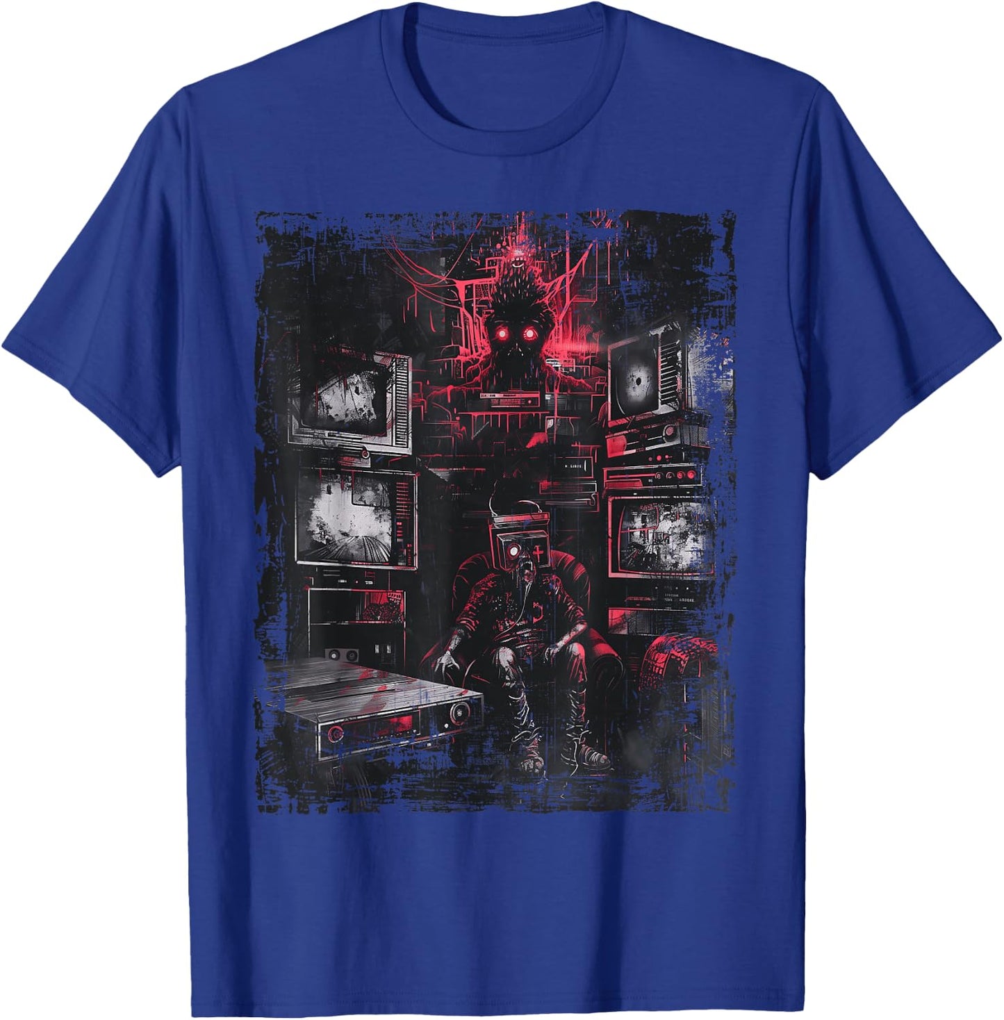 Television Weirdcore Glitchcore Mask Digital Horror Grunge T-Shirt - T-Shirt | Royal