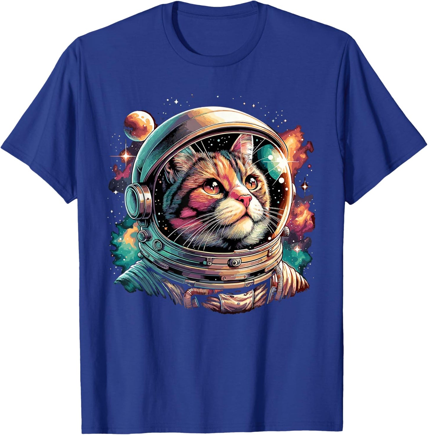 Galaxy Astronaut Cat Space T-Shirt - T-Shirt | Royal