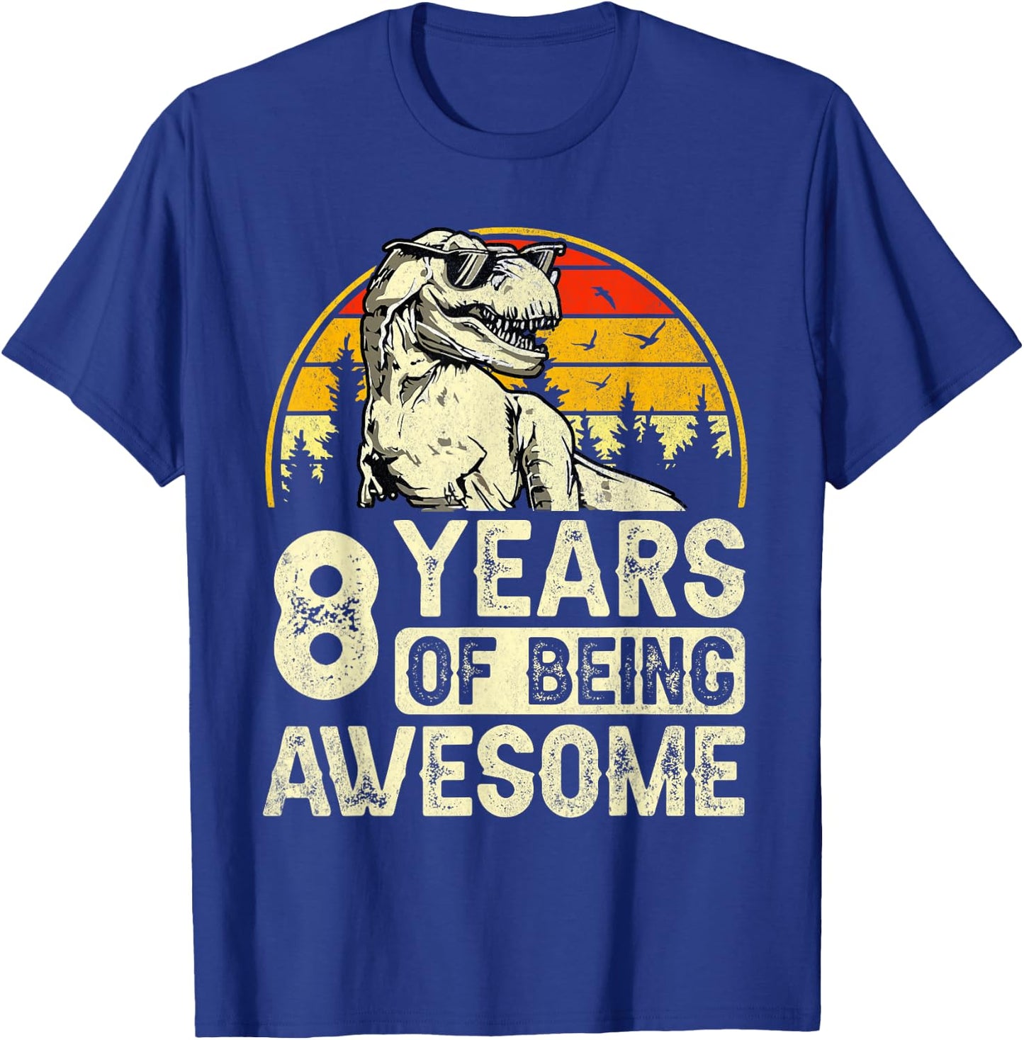 8th Birthday Shirts for Boys 8yr 8 Year Old Dinosaur T-Rex T-Shirt - T-Shirt | Royal