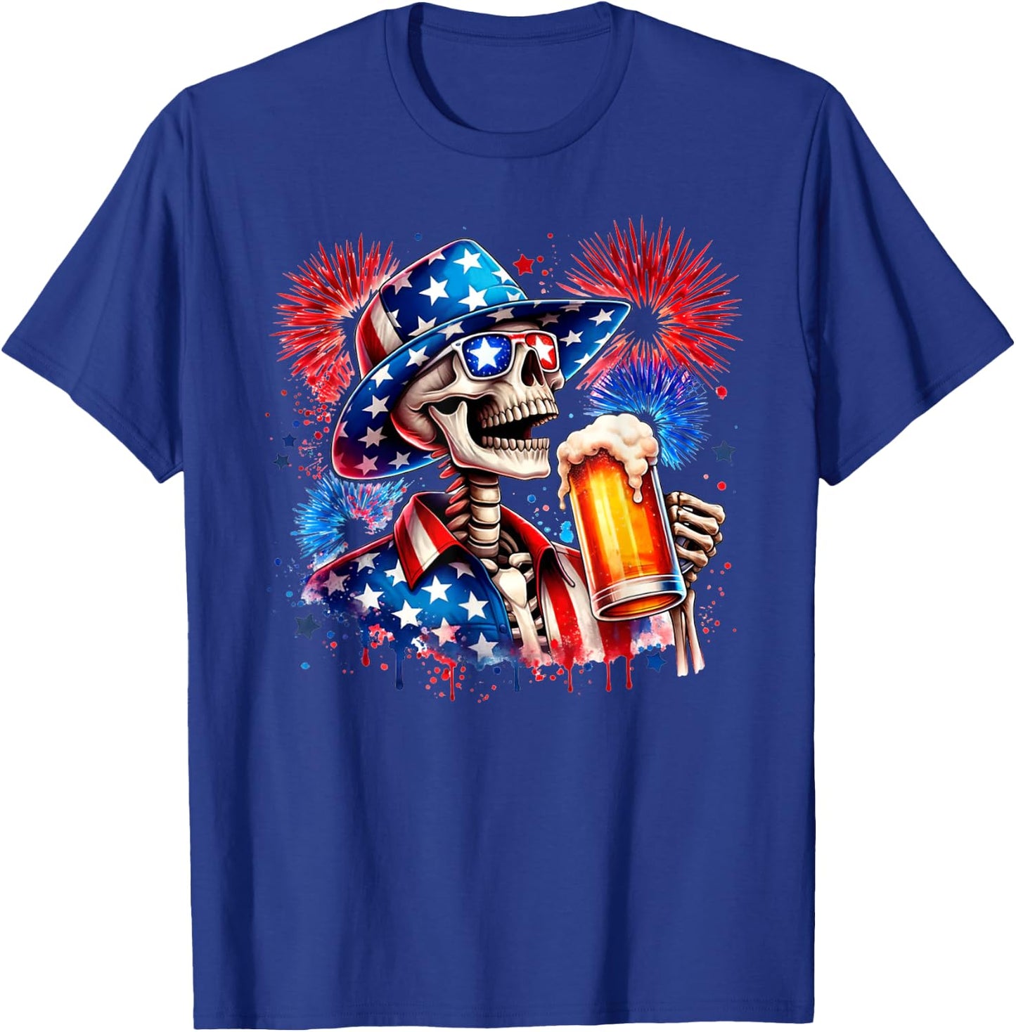 Beer American Flag 4th of July Merica Drinking USA Men Women T-Shirt - T-Shirt | Royal