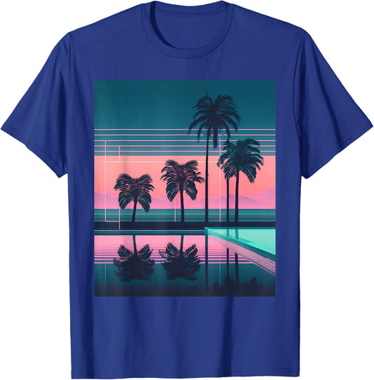 Vaporwave Aesthetic - Trippy Tropical Palm Tree Vapor Wave T-Shirt - T-Shirt | Royal