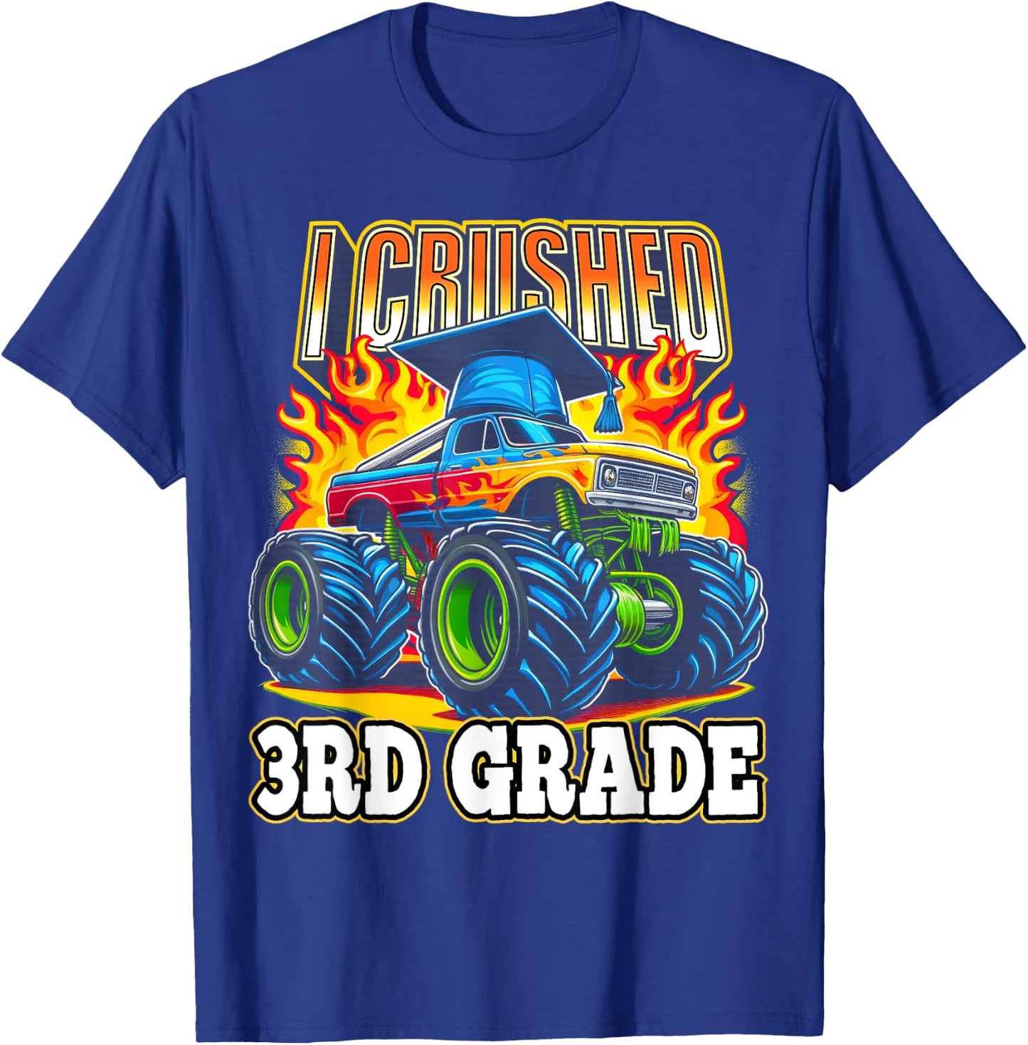 Graduation 3rd Grade Monster Truck Boys I Crushed Grad T-Shirt - T-Shirt | Royal