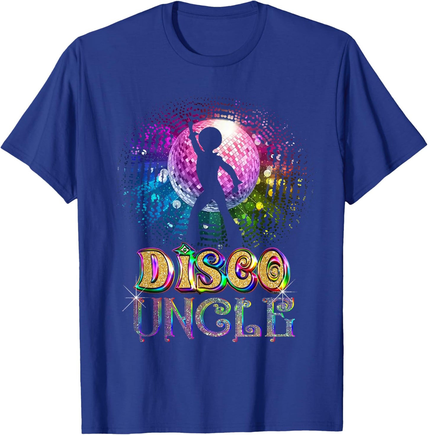 Funny Disco Uncle - Retro 70's Seventies Themed Disco Ball T-Shirt - T-Shirt | Royal