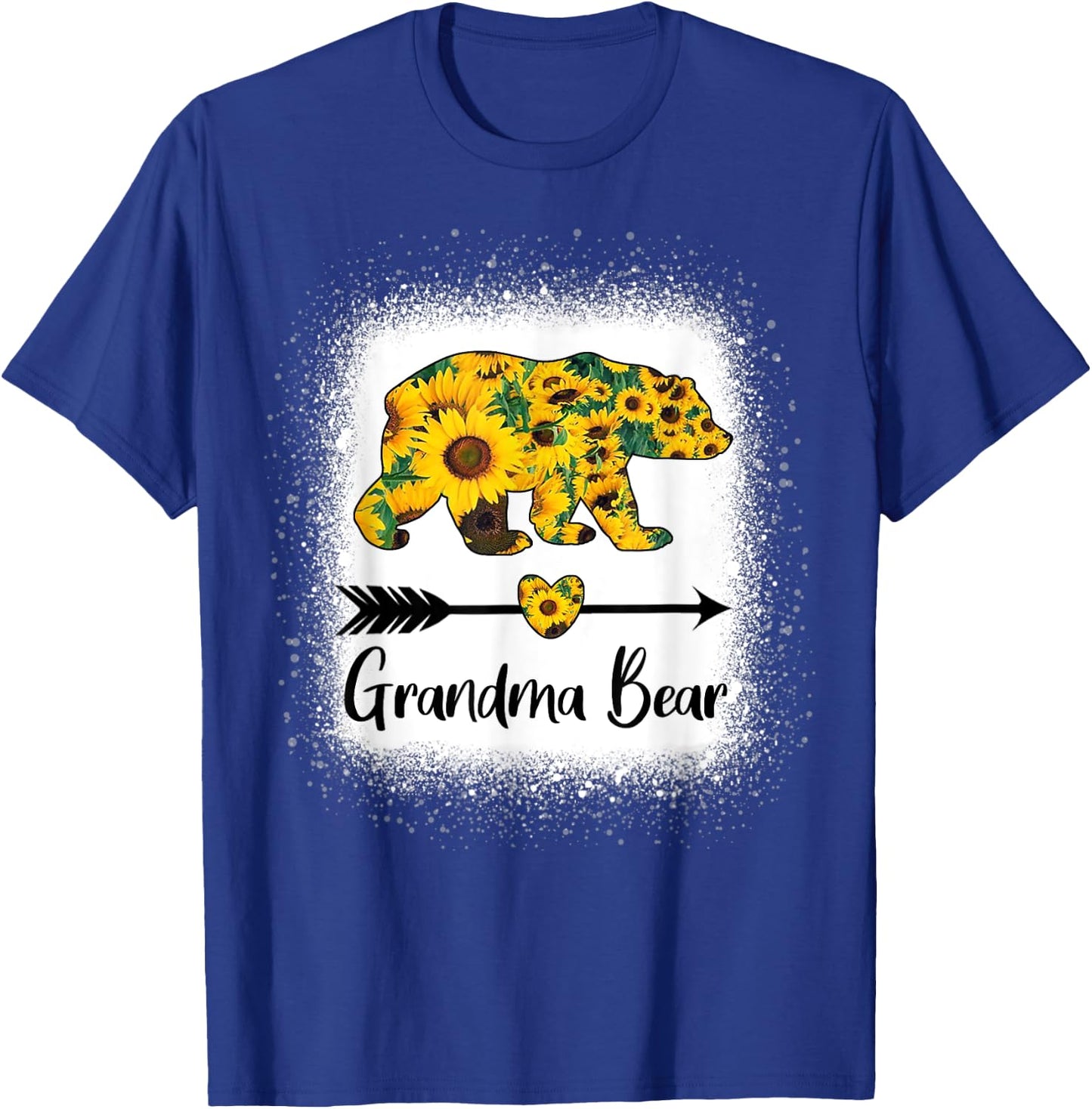 Grandma Bear Sunflower Funny Mama Bear Christmas Bleached T-Shirt - T-Shirt | Royal