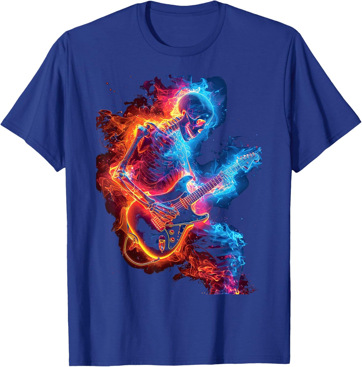Skeleton Playing Guitar,Rock Star Shredding Guitar T-Shirt - T-Shirt | Royal